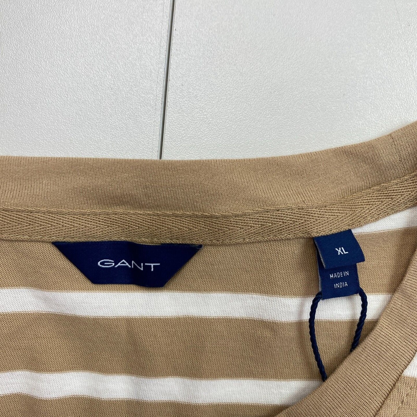 GANT Women Brown Logo Striped Crew Neck Short Sleeve T Shirt Size XL