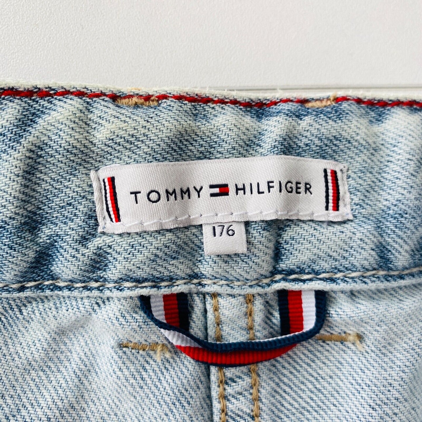 Tommy Hilfiger Girls Teen Blue Straight Fit Denim Shorts Size 176 cm W28