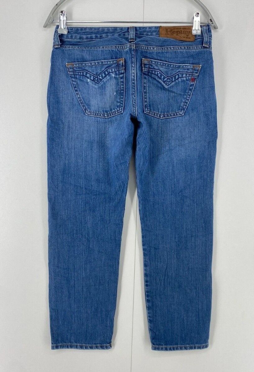 Replay Women Blue Regular Straight Fit Cropped Jeans W27