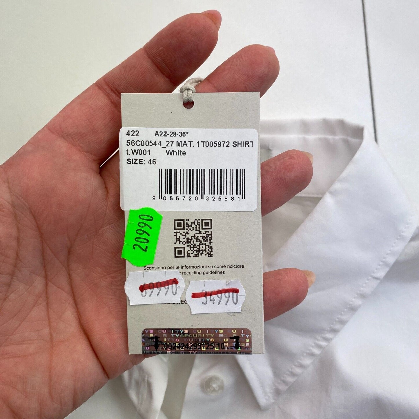 TRUSSARDI White Shirt With a waist string Size 46 EU 42 UK 14 US 12