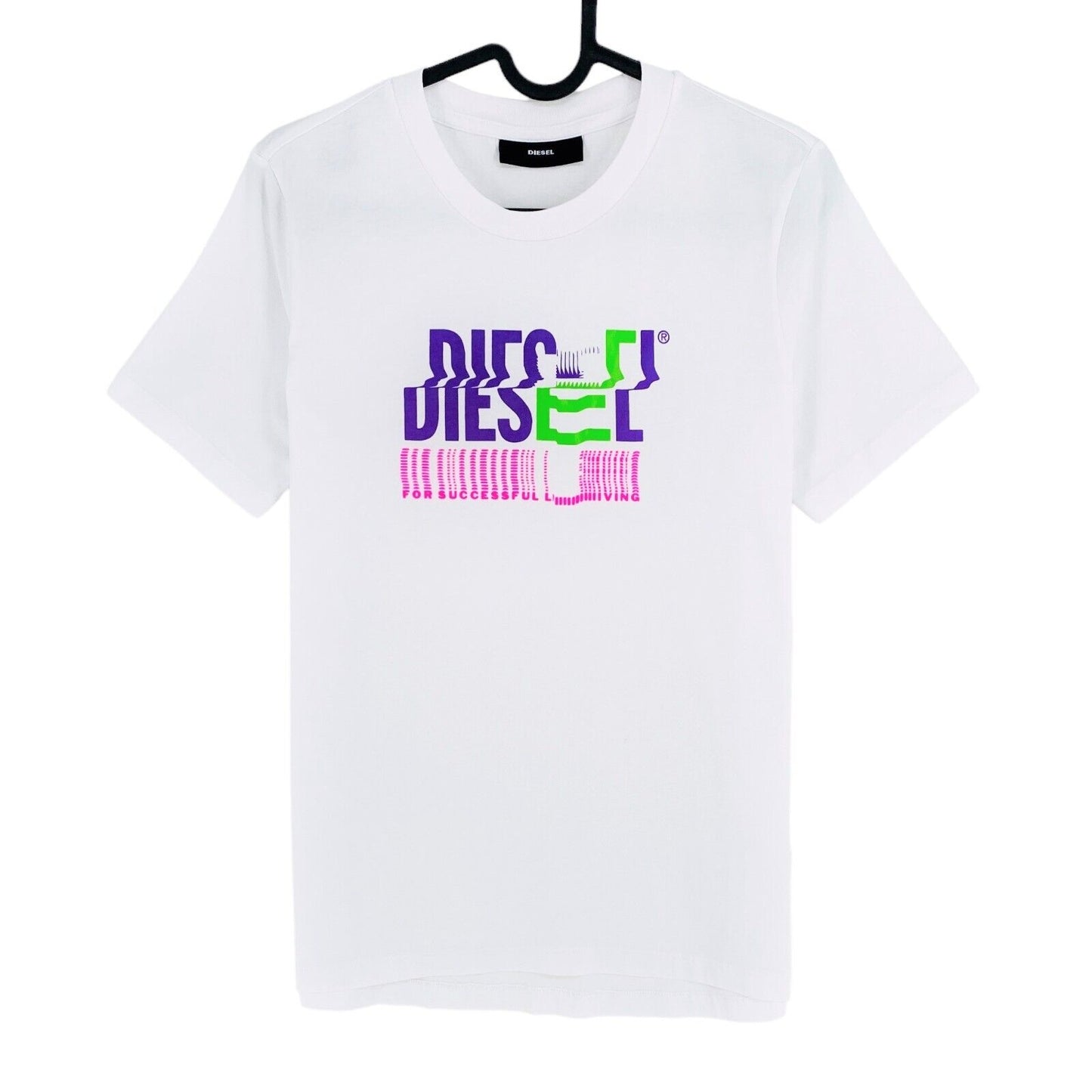 DIESEL T-shirt logo néon blanc taille S