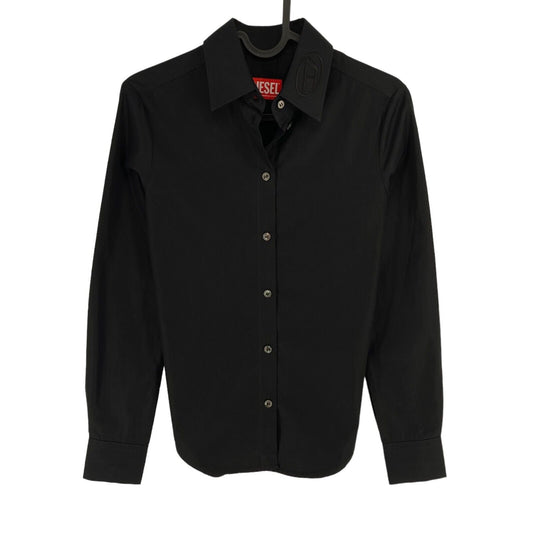 DIESEL Black Poplin With Tonal D Embroidery Shirt Size EU 42 UK 14 US 12