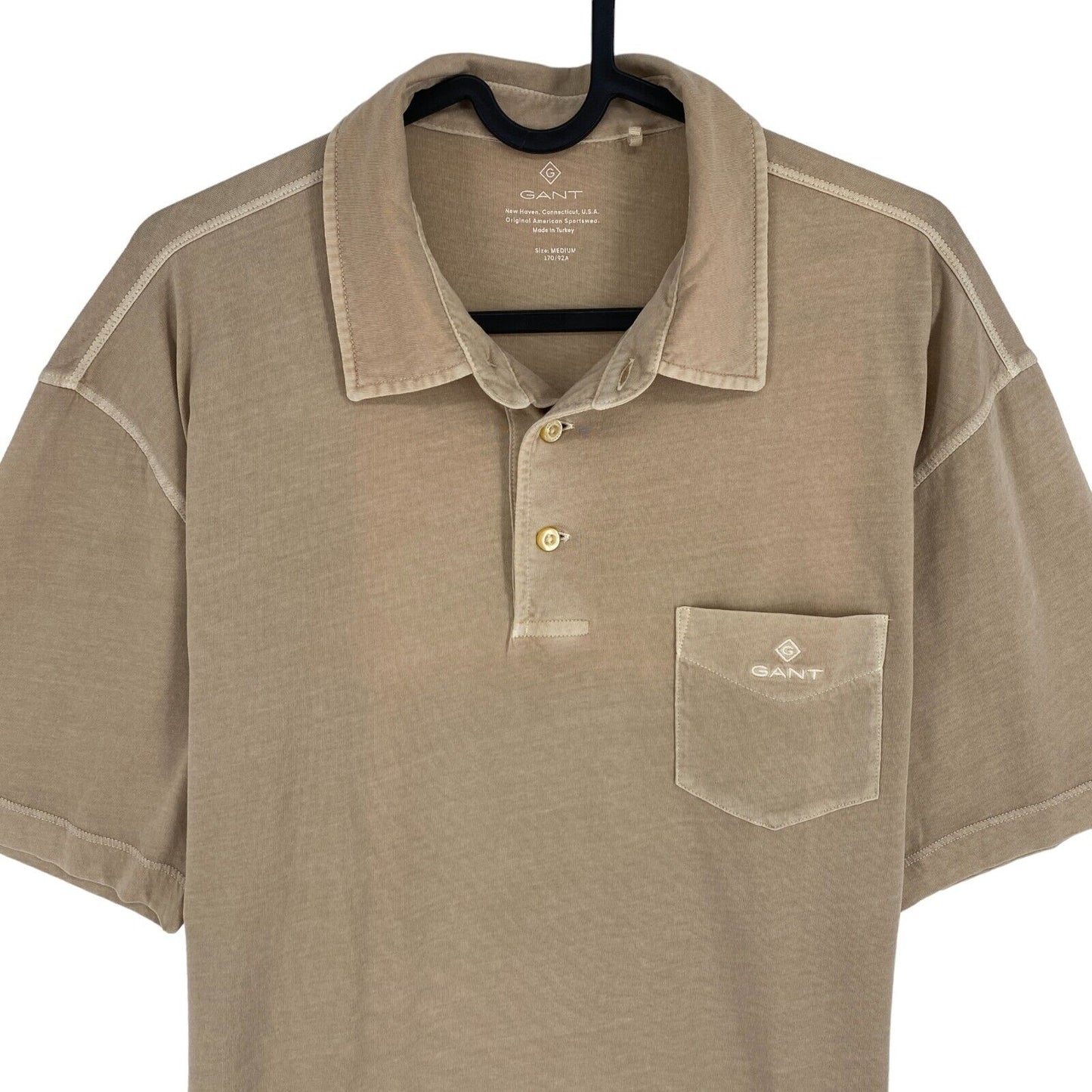 GANT Men Light Brown Sun Faded Jersey Short Sleeves Polo Shirt Size M