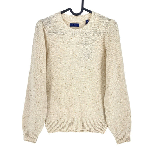 GANT Beige Sparkling Wool Blend Crew Neck  Sweater Jumper Size M