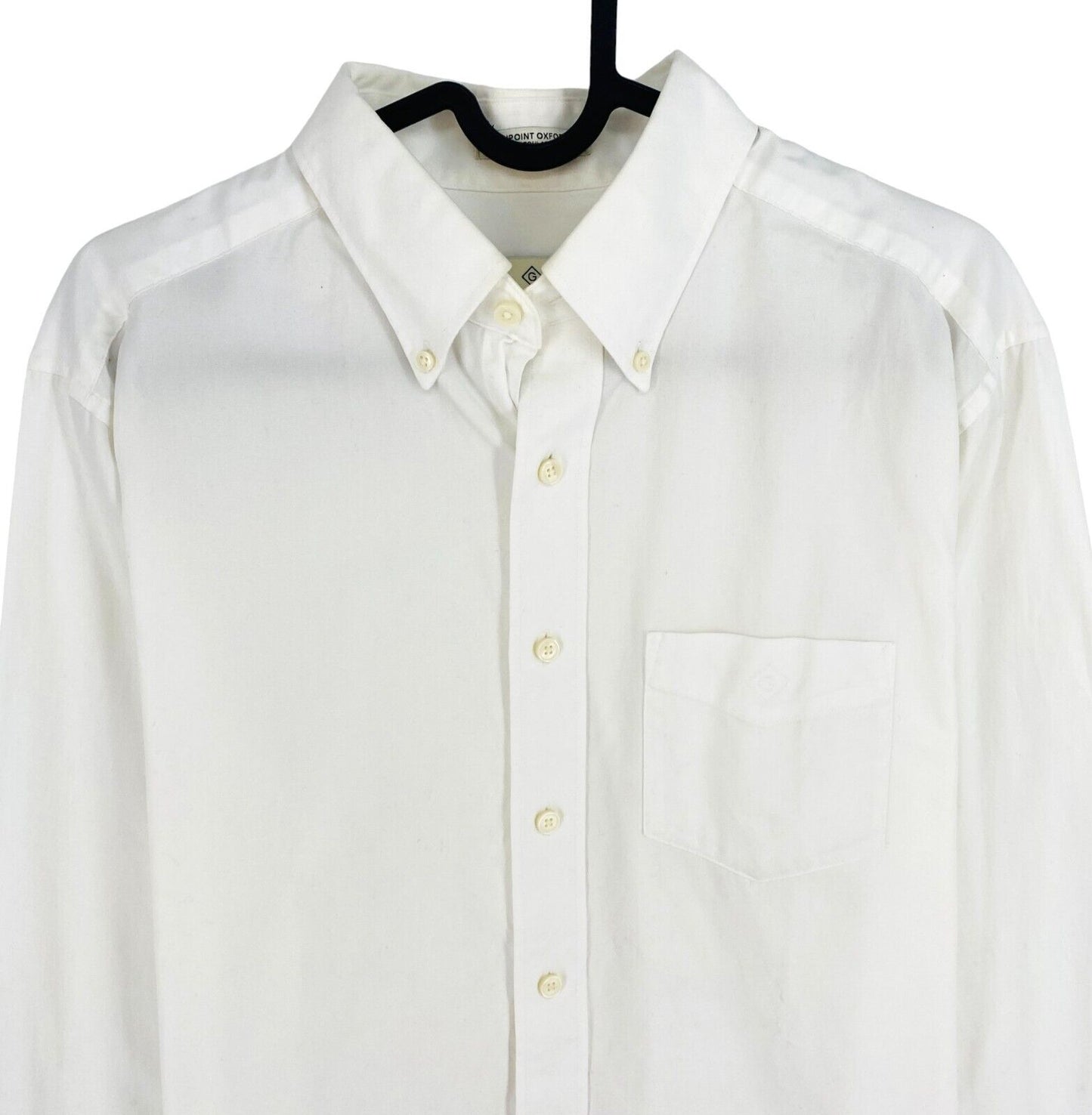 GANT Men White Pin Point Oxford Regular Fit Long Sleeve Shirt Size M 39/40 15.75