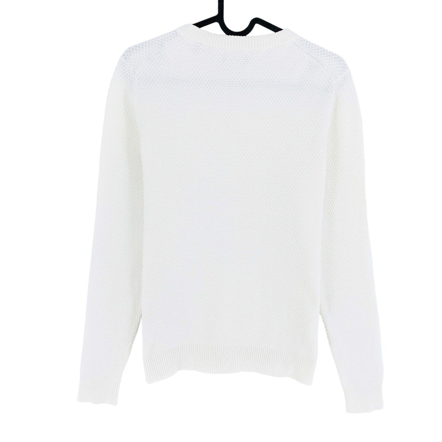 GANT White Pique Crew Neck Sweater Jumper Size M