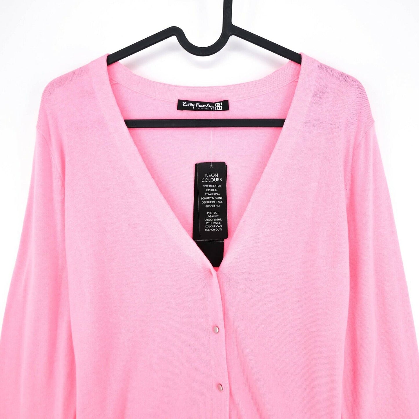 Betty Barclay Pink V Neck Cardigan Jumper Sweater Size EU 42 44 UK 16 18