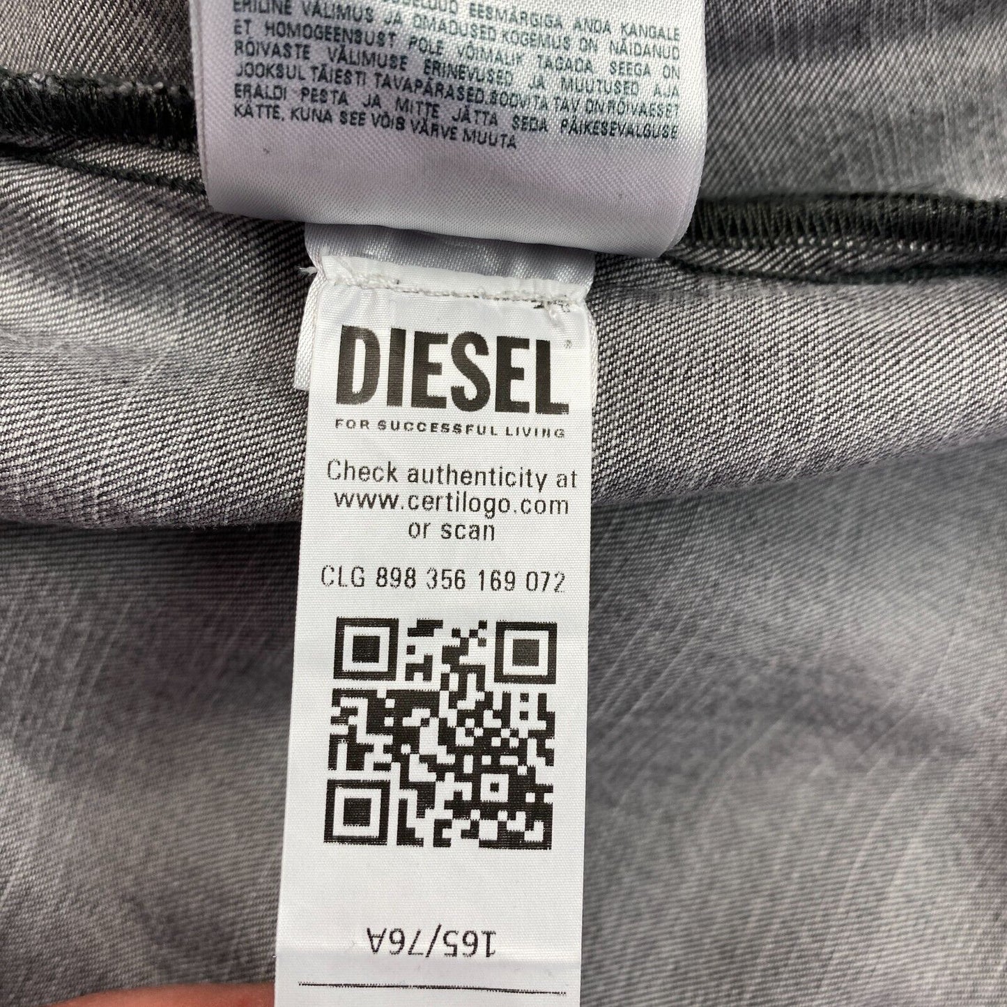 DIESEL Graues asymmetrisches Hemdkleid aus hellem Denim mit langen Ärmeln, Größe 2XS XXS