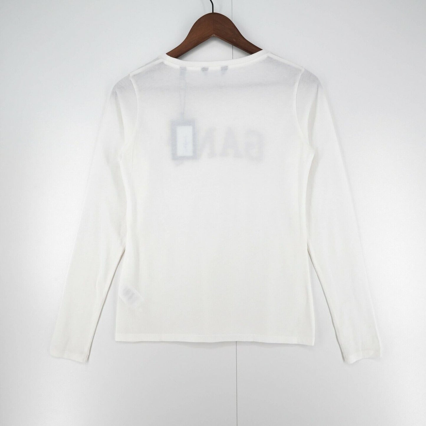 GANT Ladies White Big Logo Crew Neck Long Sleeve Pullover T Shirt Size XS