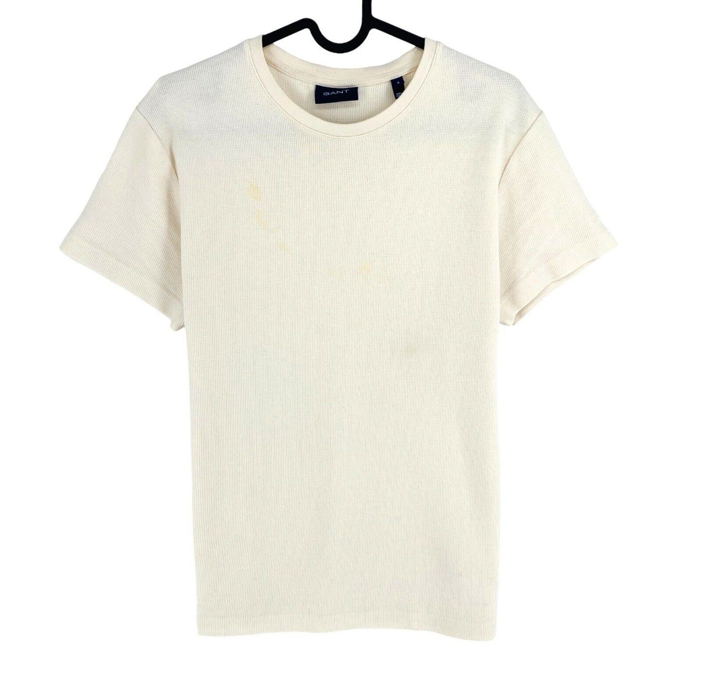 GANT Men Beige Waffle Texture Crew Neck Short Sleeve T Shirt Size S