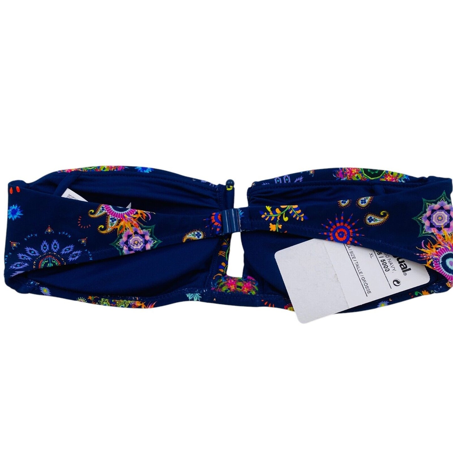 DESIGUAL Women Navy Blue Floral BIKI_REM Bikini Top Swimwear Size S