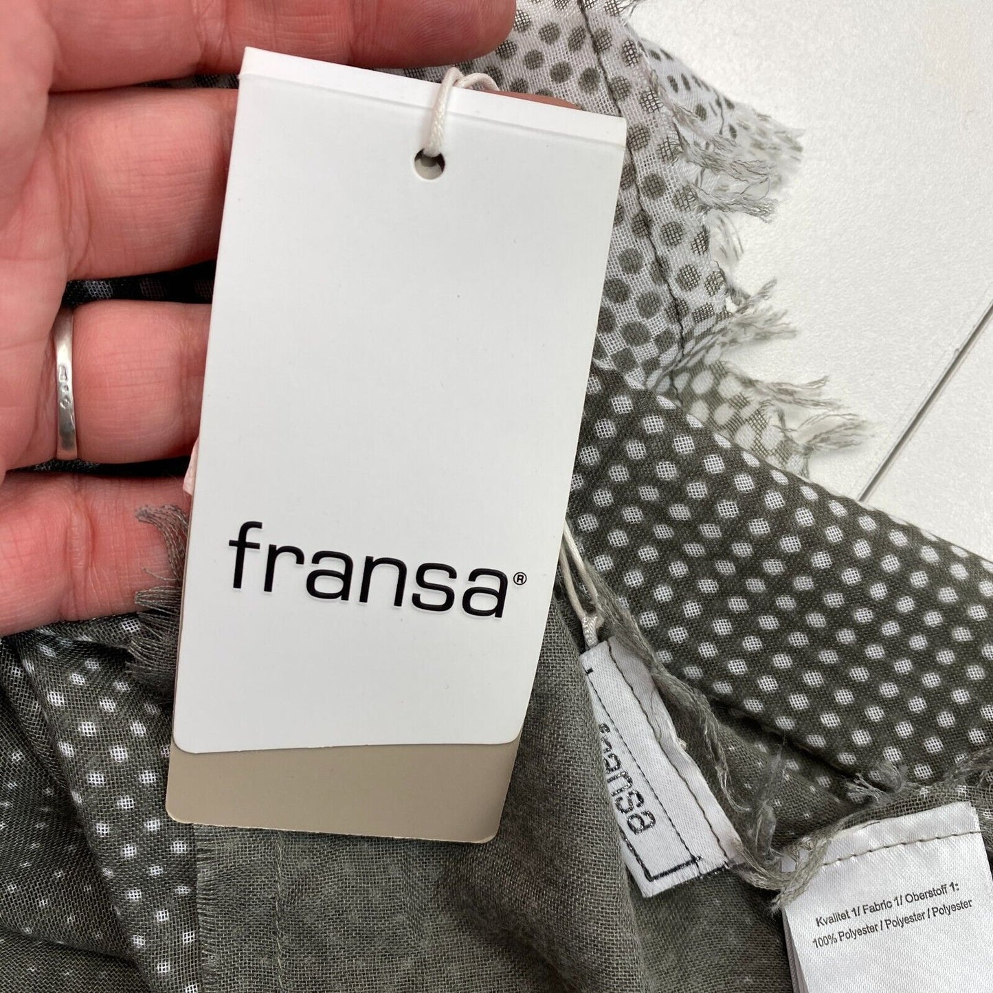 FRANSA Grey Polka Dot Scarf Shawl