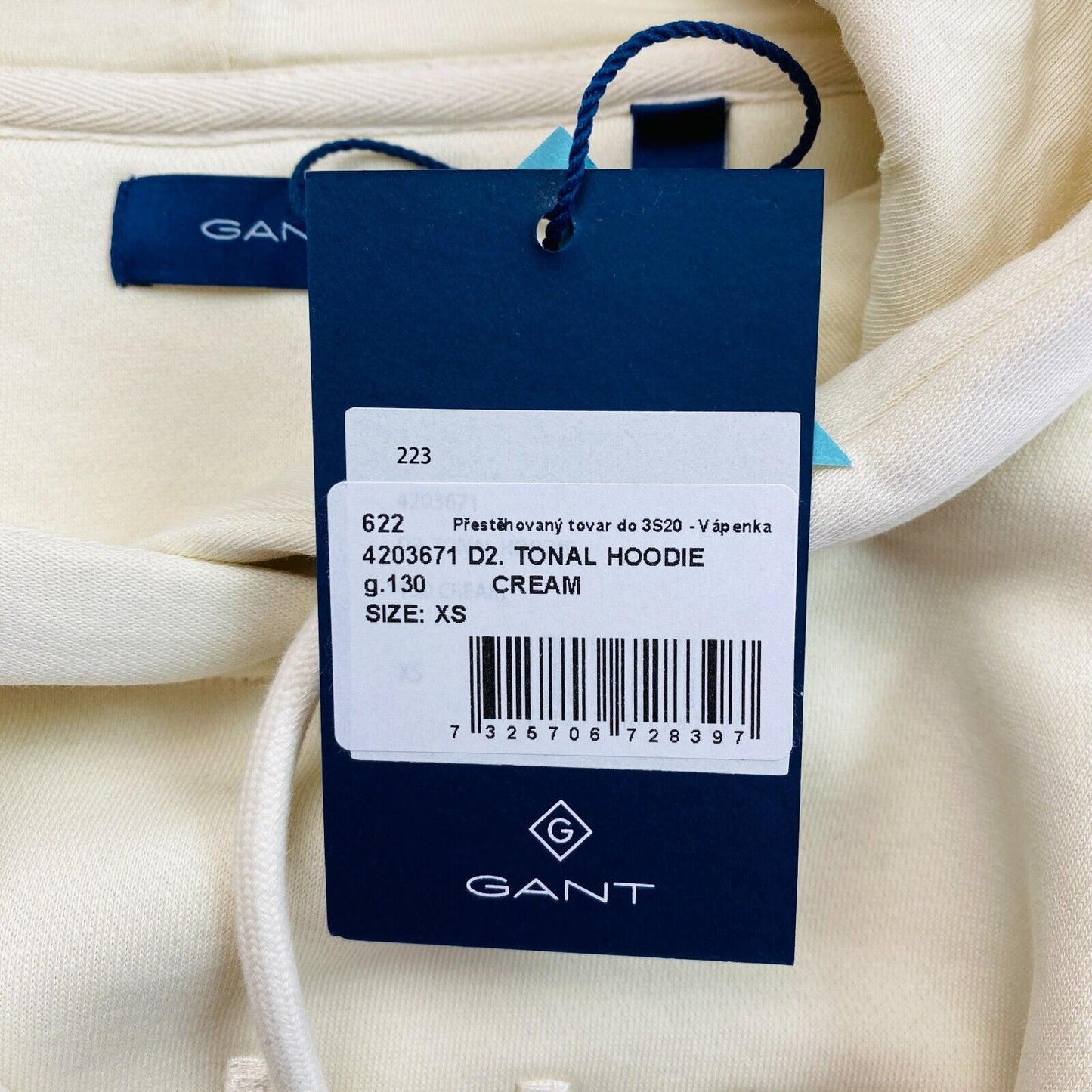 GANT Beige Tonal Logo Sweat à capuche Pull Taille XS