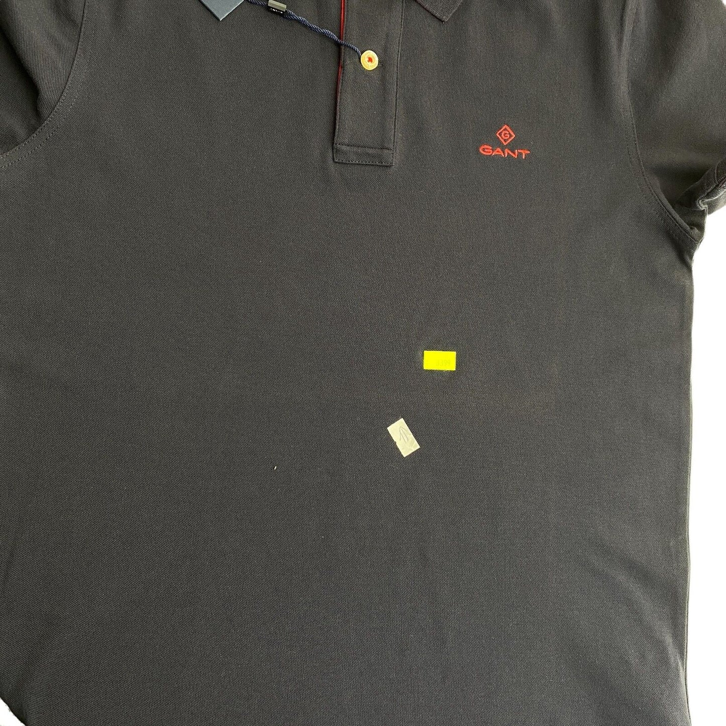 GANT, Marineblaues Piqué-Poloshirt mit kontrastierendem Kragen, Größe S