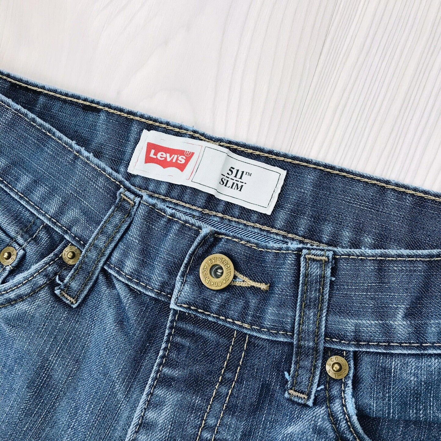 vintage Levi’s 511 Garçons Bleu Skinny Fit Jeans 14 Reg / W27 L27