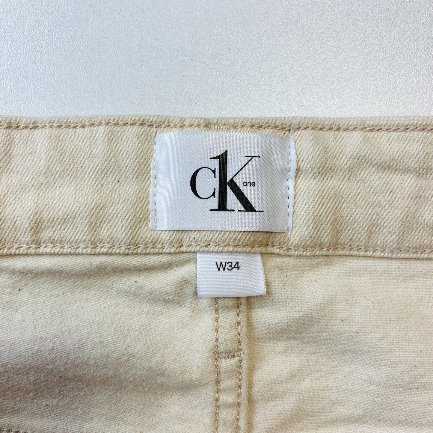 Calvin Klein Mens Beige Stretch Relaxed Wide Leg Fit Jeans W34