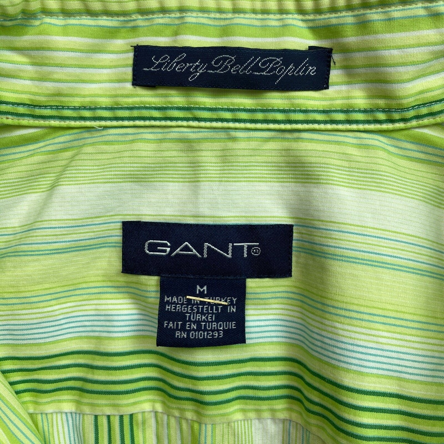 GANT Green Stripe Liberty Bell Poplin Shirt Size M