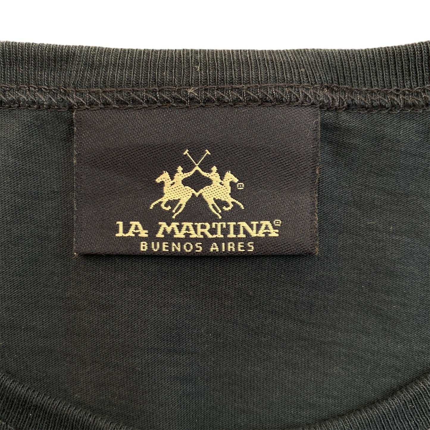 LA MARTINA Buenos Aires Marineblaues T-Shirt mit Rundhalsausschnitt, Größe L