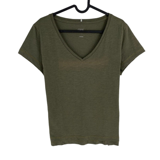 CAMEL ACTIVE Women Green V Neck Short Sleeves T Shirt Size S