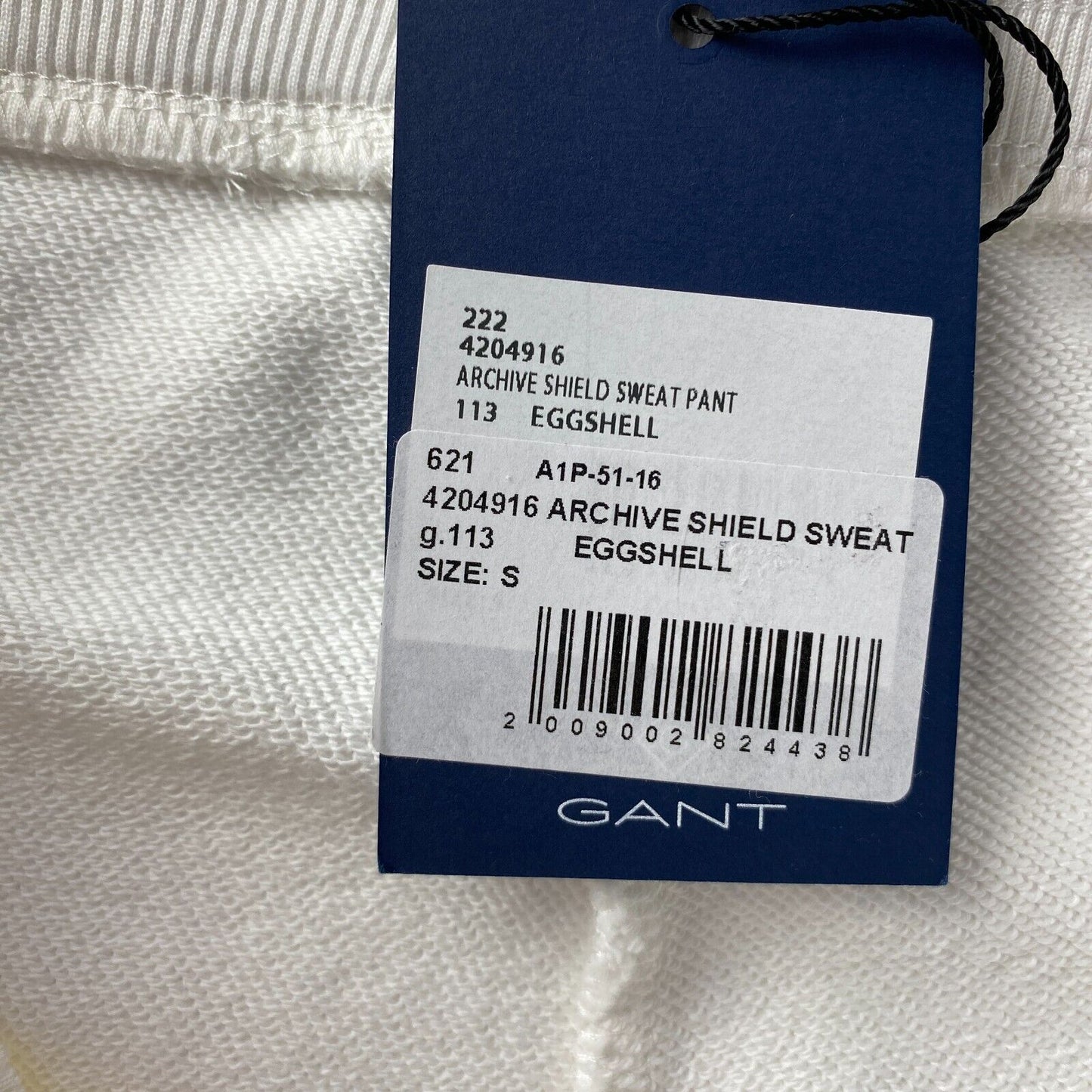 GANT Women White Regular Fit Cuffed Sweat Pants Trousers Size S