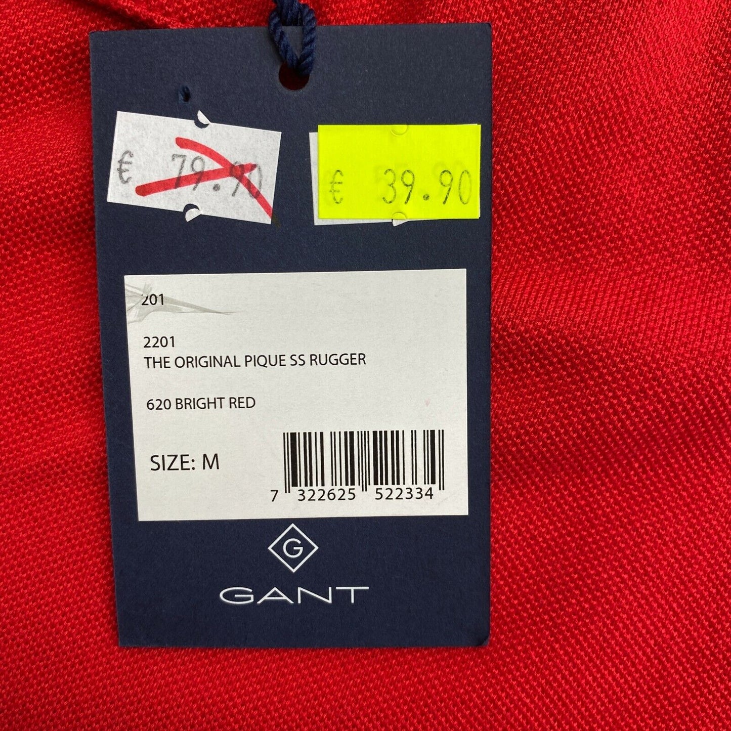 GANT Red Original Pique Rugger Polo Shirt Size M