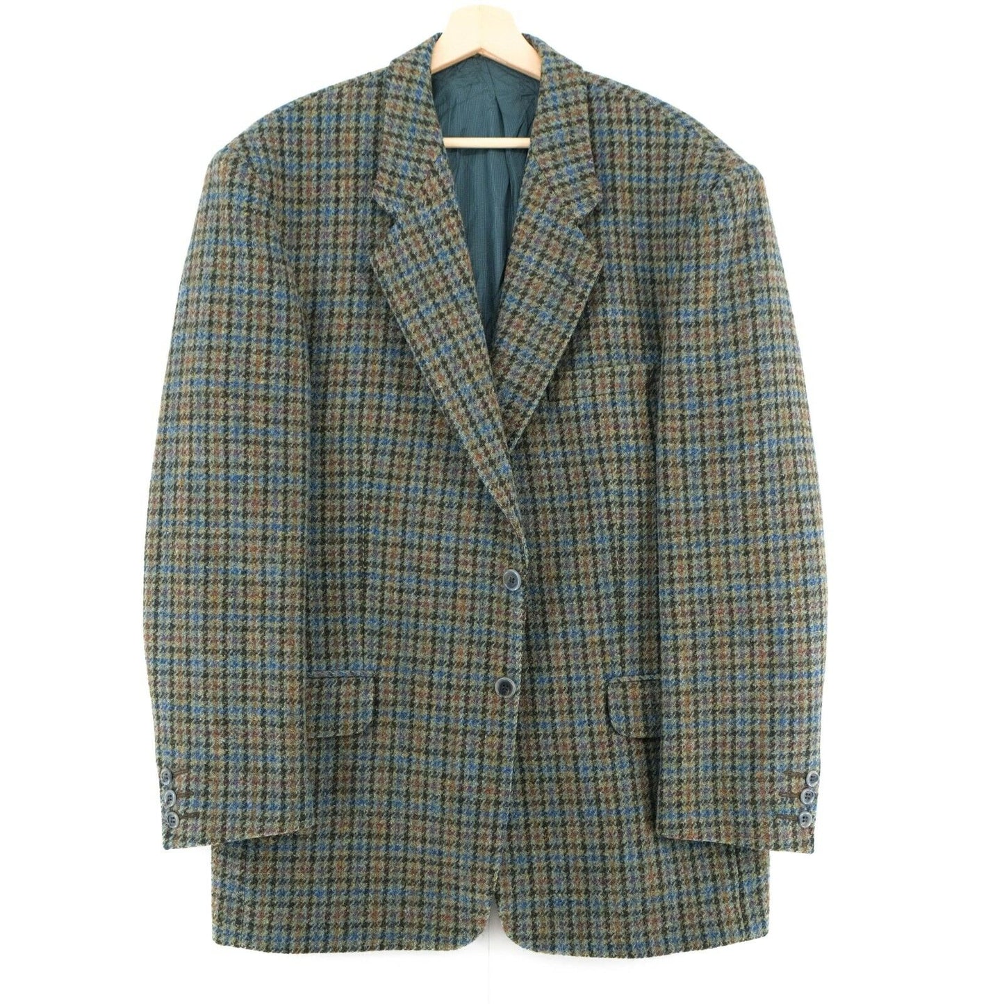 Harris Tweed 100% Wool Brown / Blue Jacket Blazer Size US/UK 42 EUR 52