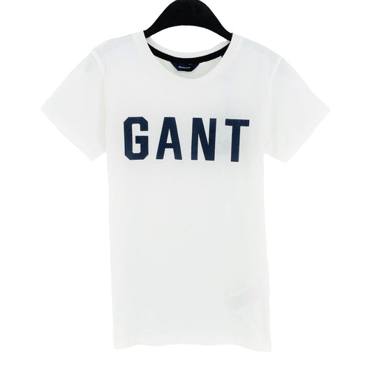 GANT Boys White Logo Crew Neck T-Shirt Size 7 - 8 Years 122/128 cm