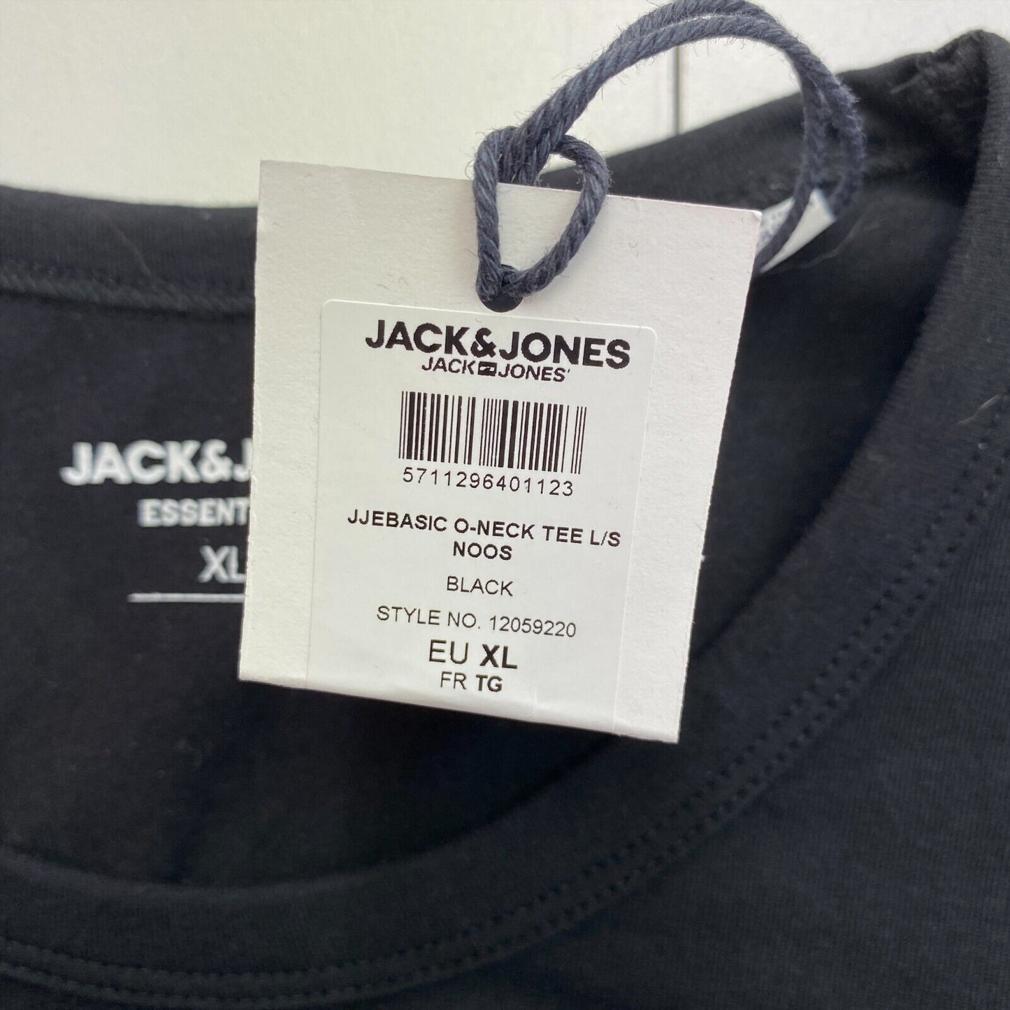 JACK &amp; JONES T-shirt noir à manches longues et col rond Taille XL