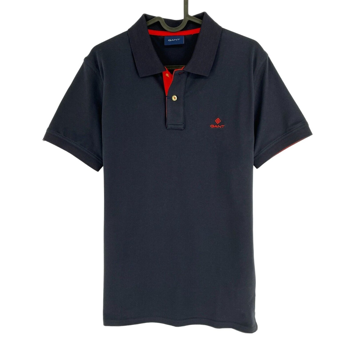 GANT Navy Blue Contrast Collar Pique Rugger Polo Shirt Size M