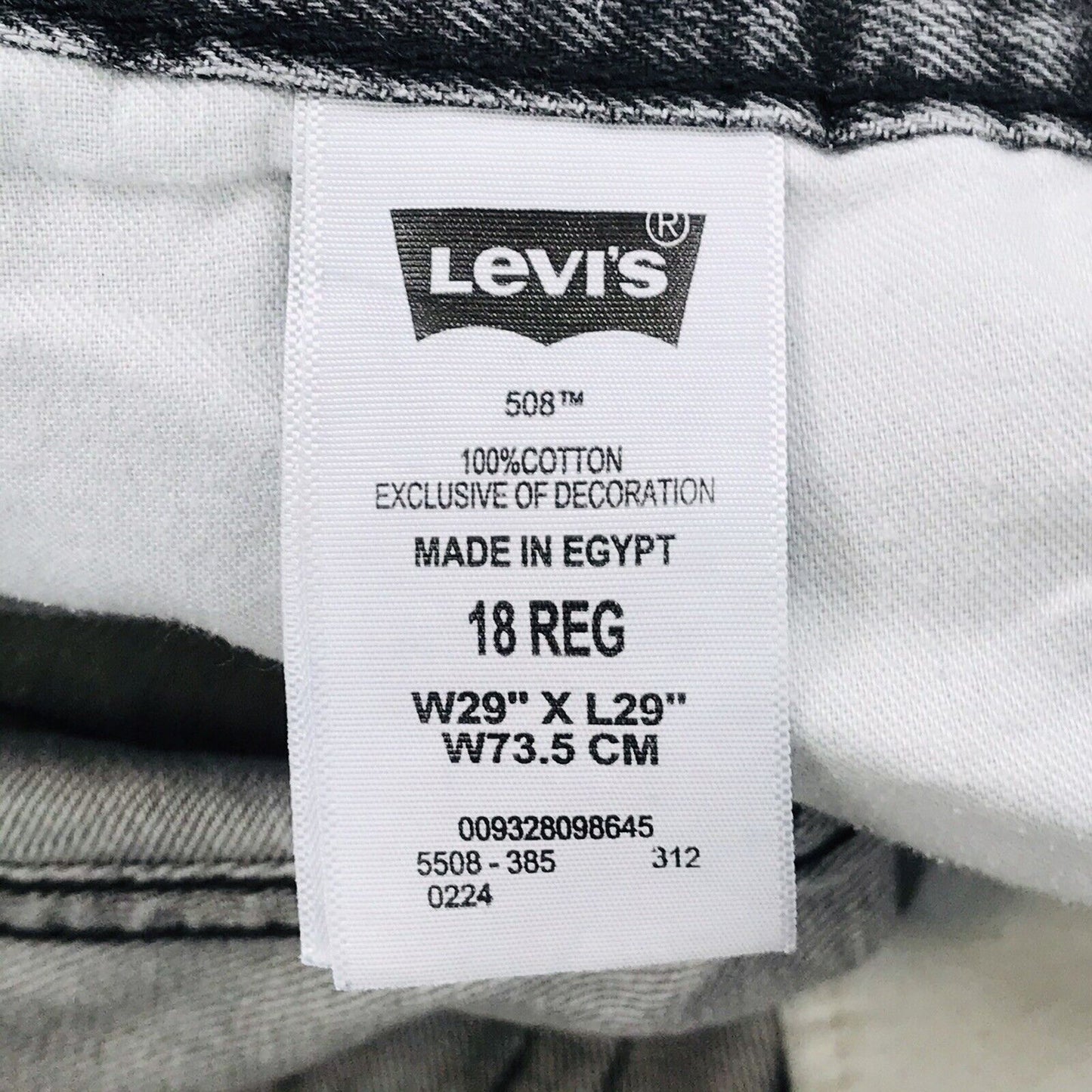 Vintage Levi's 508 Boys Dark Grey Taper Fit Jeans 18 Reg / W29 L29