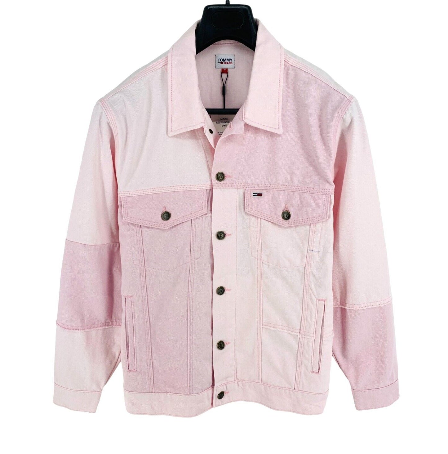 TOMMY HILFIGER JEANS Pink Oversized Trucker Denim Jacket Size M