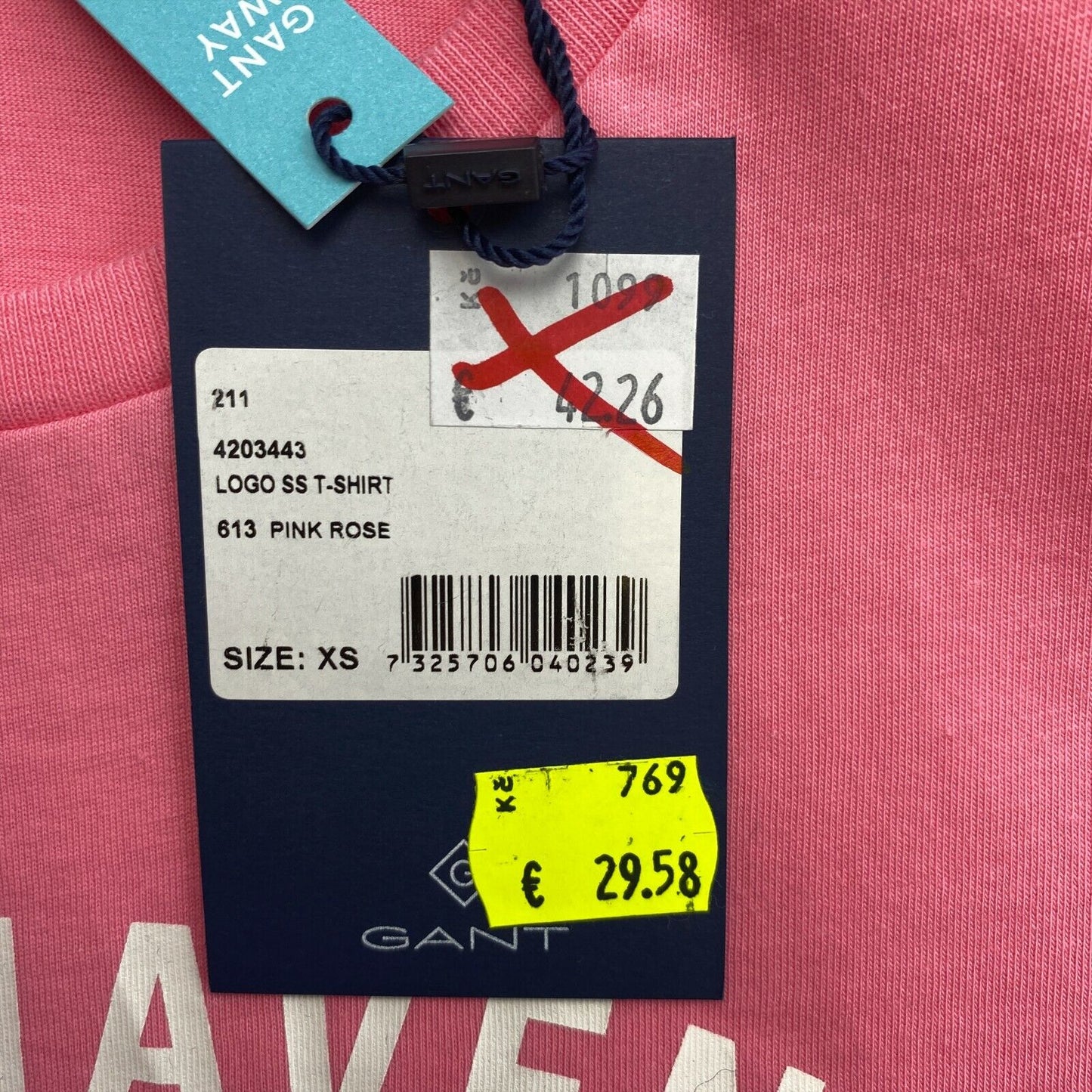 GANT Pink Logo Crew Neck T Shirt Size XS