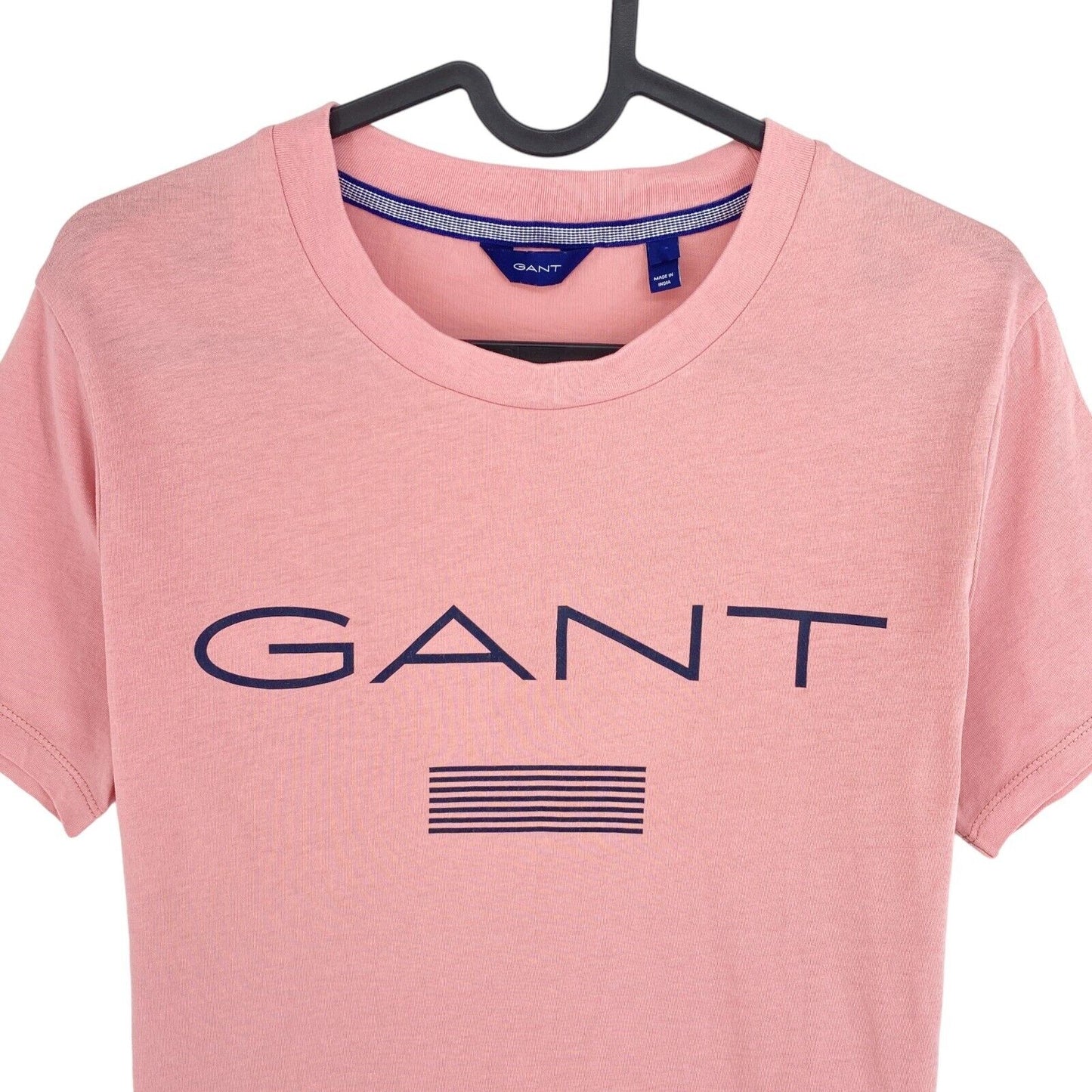 GANT T-shirt à col rond avec logo à rayures roses taille XS