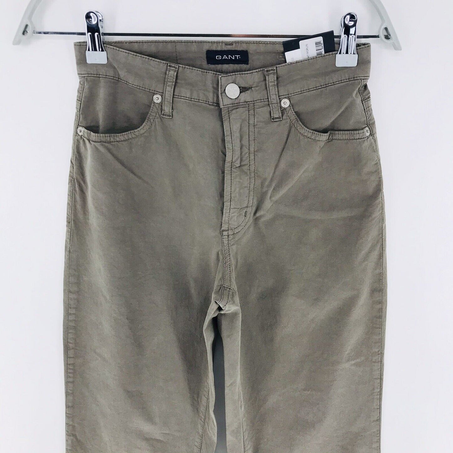 €115 GANT Women Grey Stretch Regular Straight Chino Pants Trousers W25 L34