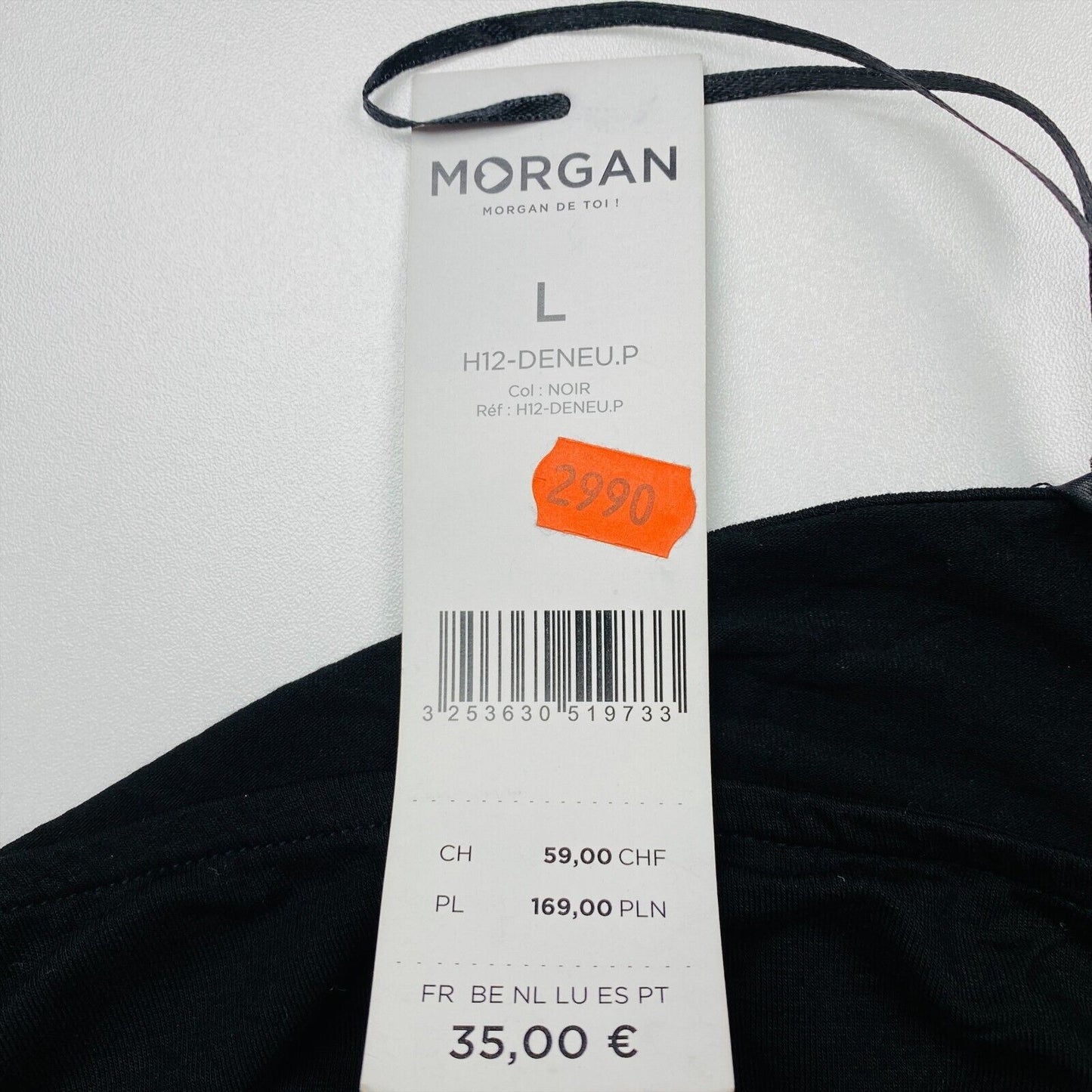 MORGAN Noir Sans manches Col bénitier Jersey Débardeur Blouse Taille L