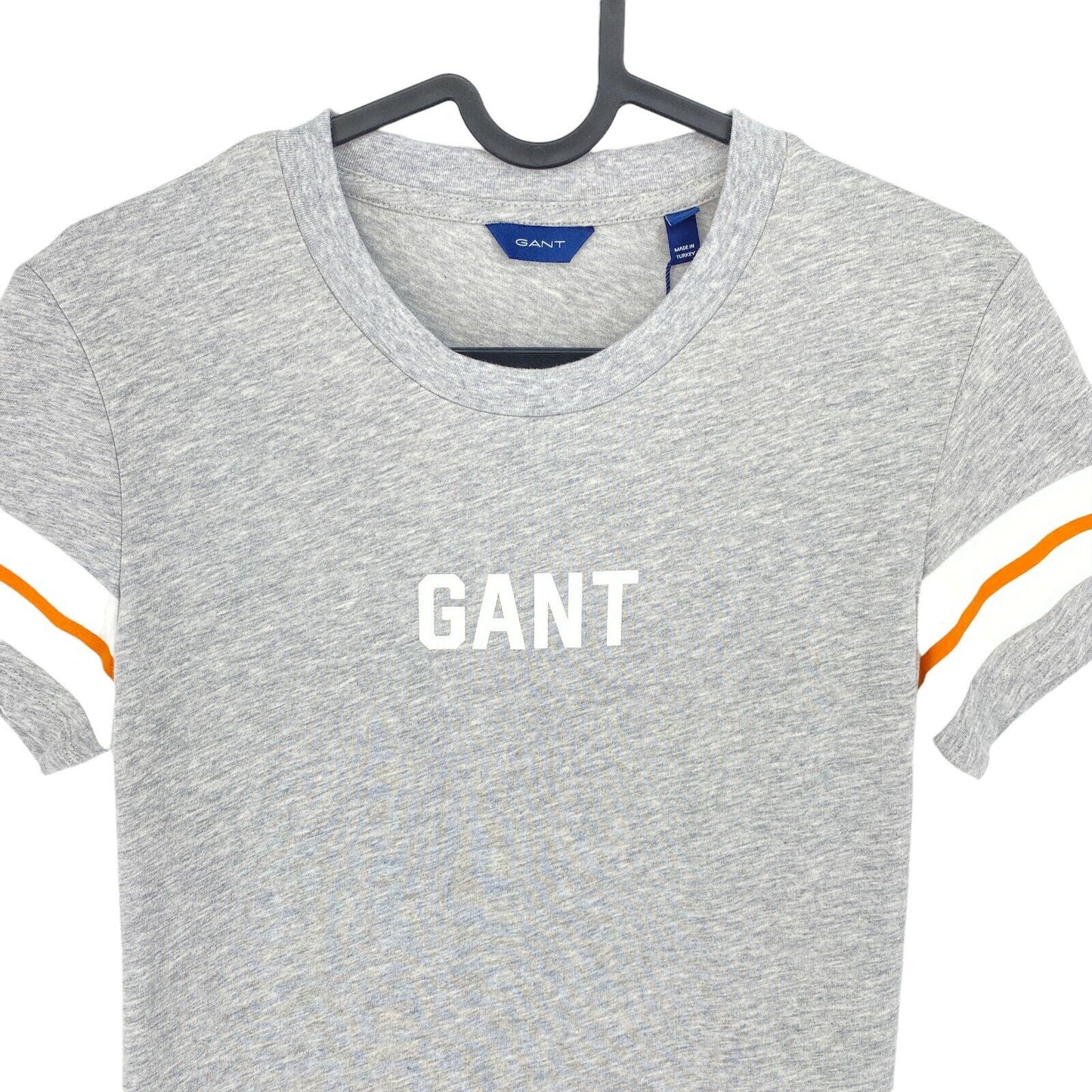 GANT Grey Graphic Block Stripe Crew Neck T Shirt Size XS