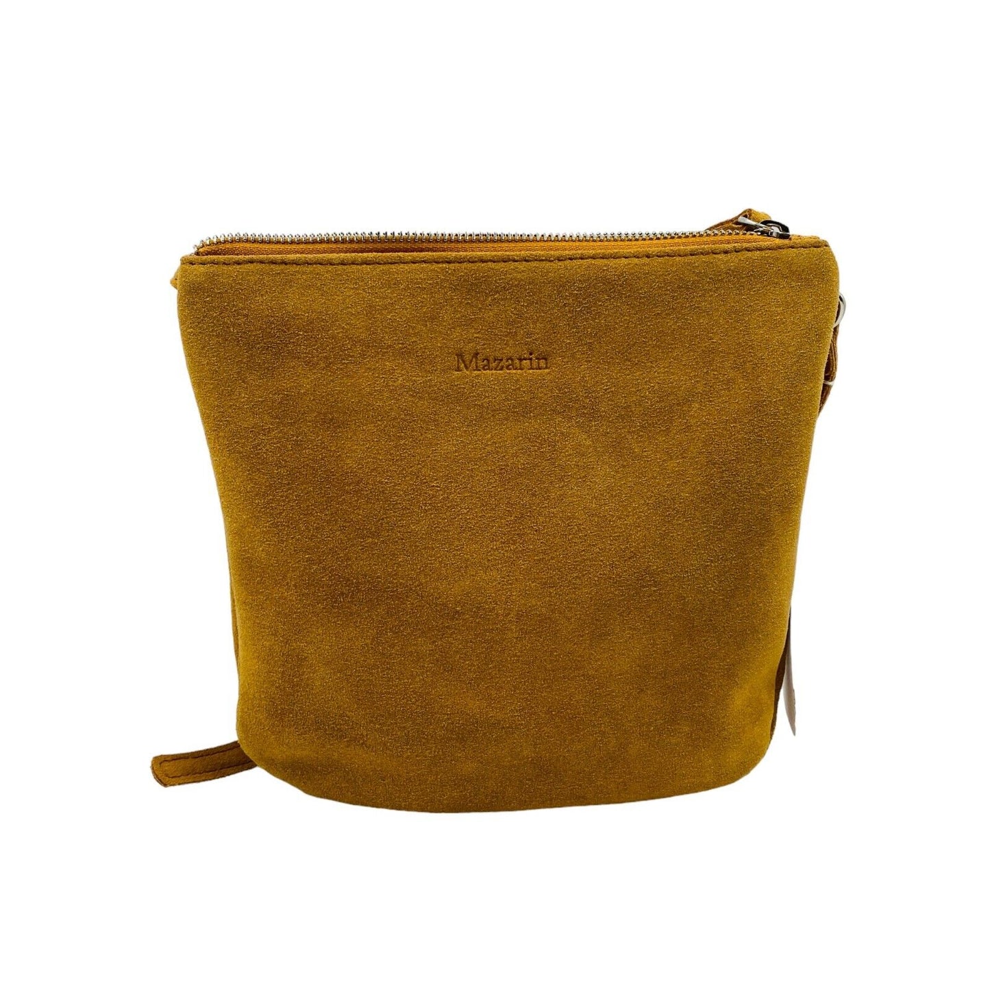 MAZARIN Dark Yellow Suede Leather Handbag Shoulder Bag Crossbody Bag