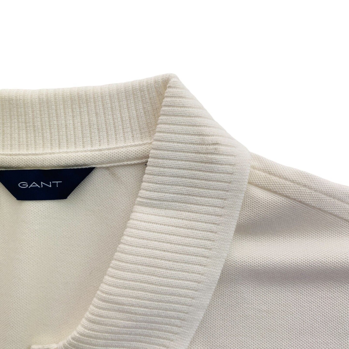 GANT White Collar Detail Pique Polo Shirt Size S