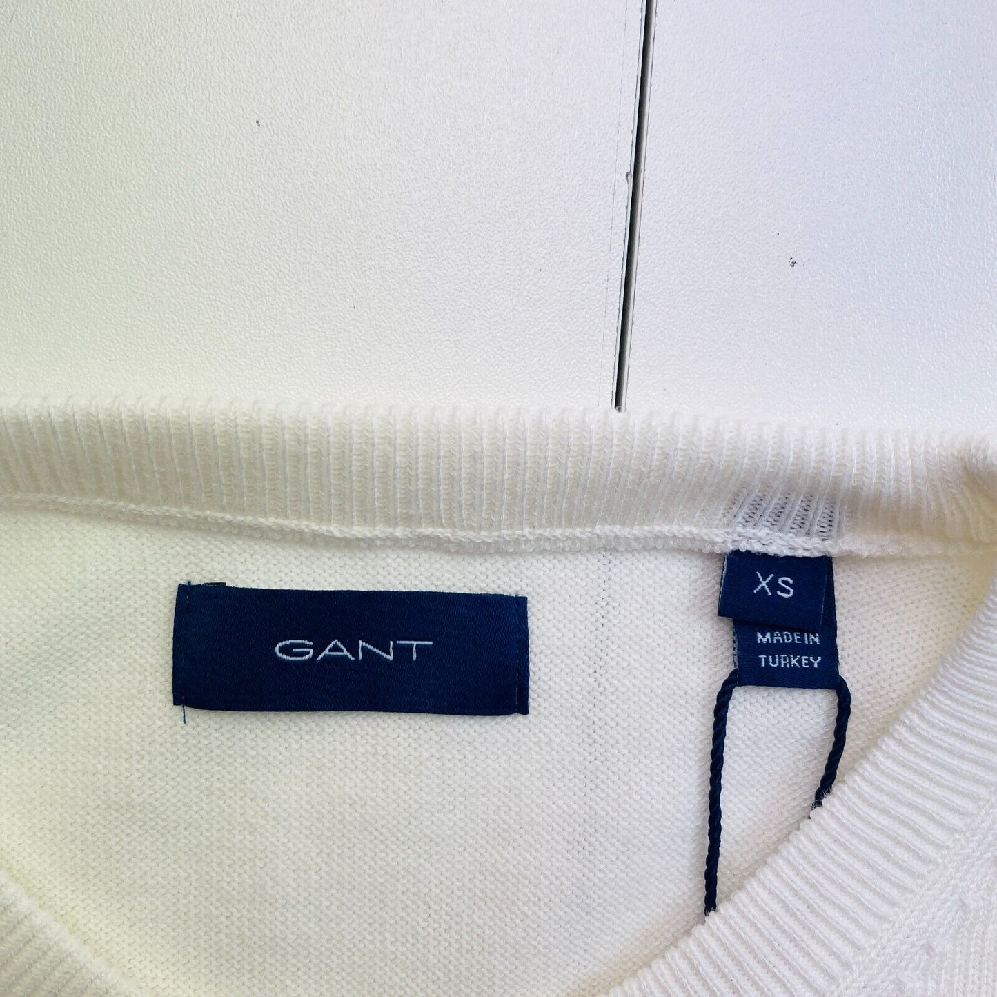 GANT Women White Cotton Crew Neck Jumper Sweater Size XS