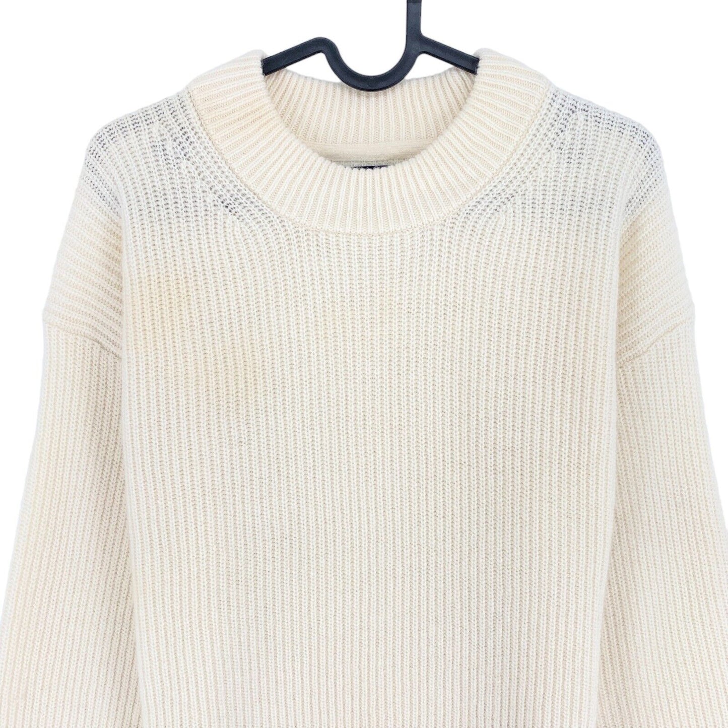 GANT Beige Wool Blend Rib Crew Neck Sweater Jumper Size S