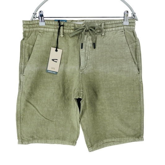 Camel Active Mens Green Regular Fit Linen Blend Shorts Size W32