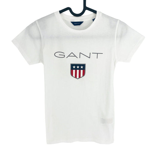 GANT Boys White Retro Shield Crew Neck T-Shirt Size 7-8 Years 122/128 cm