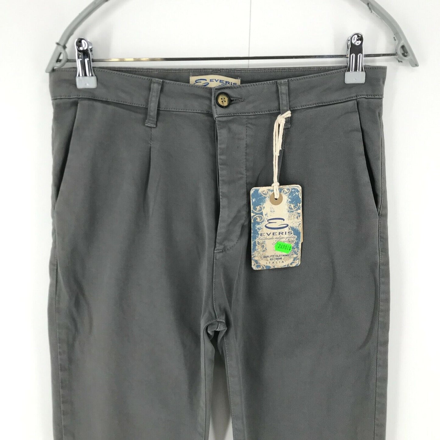 EVERIS Damen Hose, Grau, Regular Straight Fit, Größe EUR 40 W30, Made in Italy