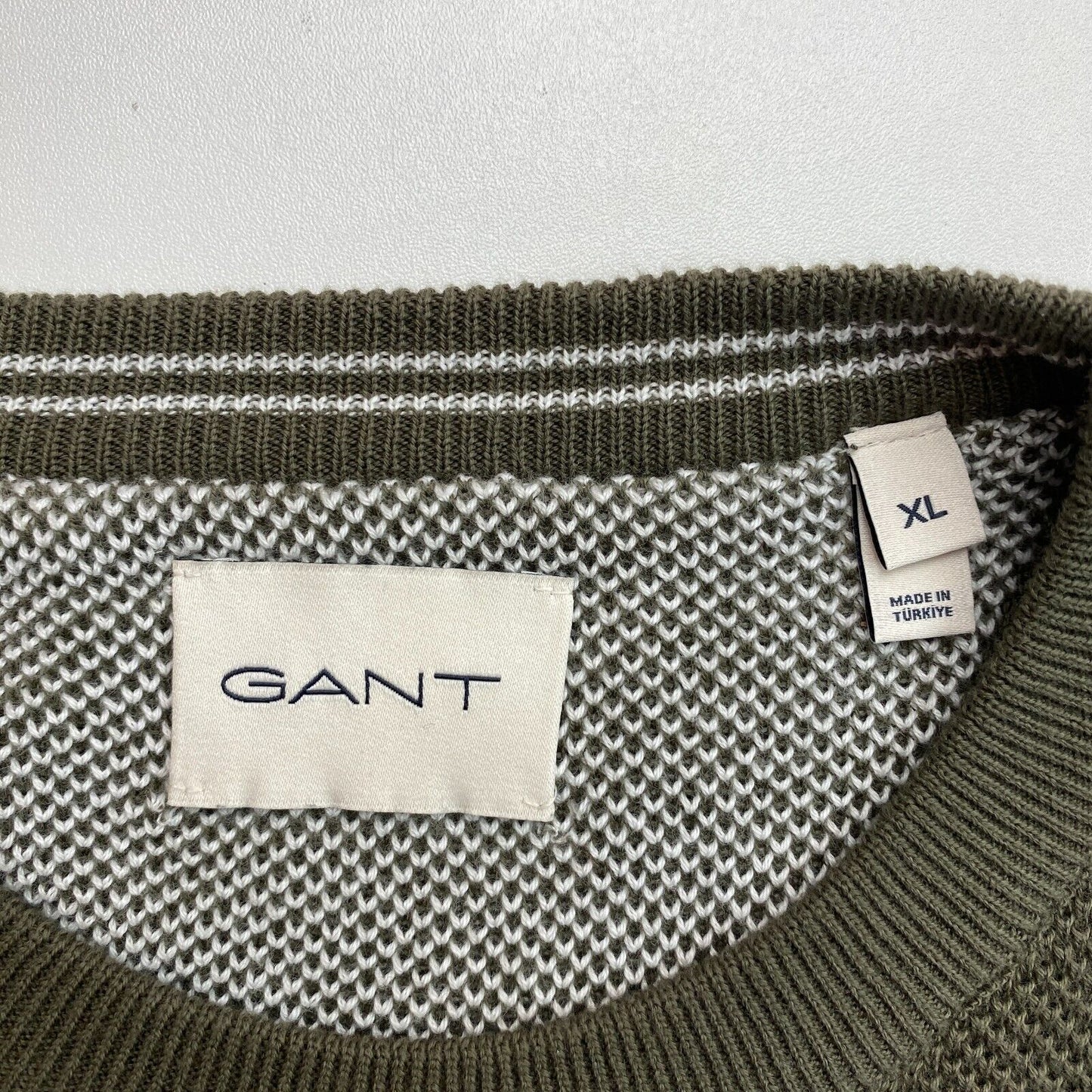 GANT Dark Green Cotton Pique Crew Neck Sweater Pullover Jumper Size XL