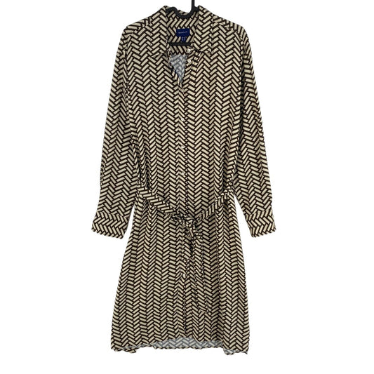 GANT Brown Geometric Long Sleeves A Line Shirt Dress Size EU 36 UK 8 US 6