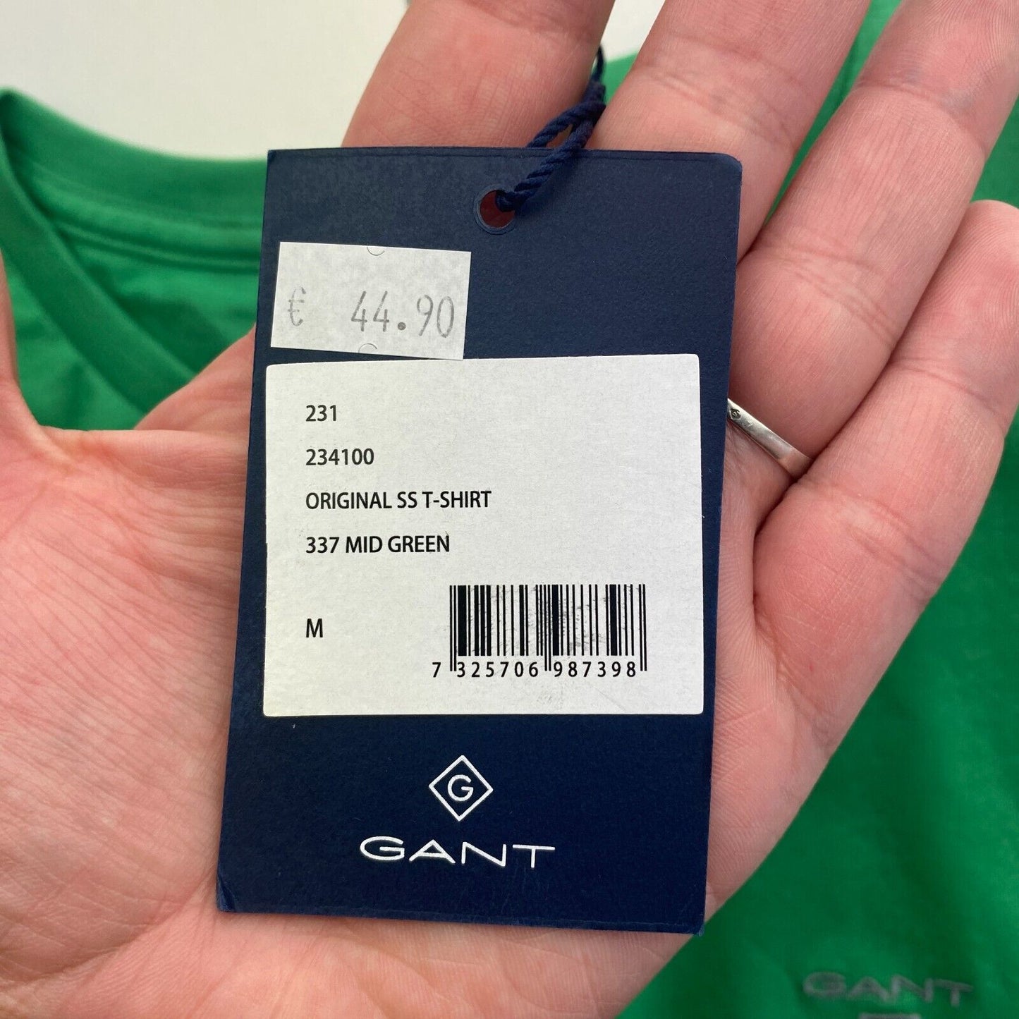 GANT Men Mid Green Original Crew Neck Short Sleeves T Shirt Size M