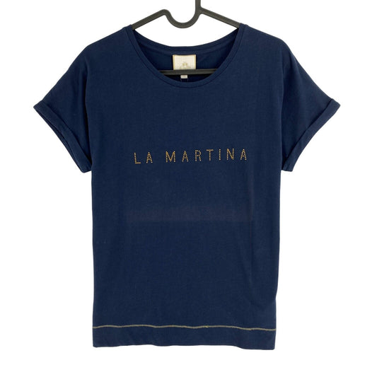 LA MARTINA Navy Blue Short Sleeves 100% Cotton Crew Neck T Shirt Size 2 - S