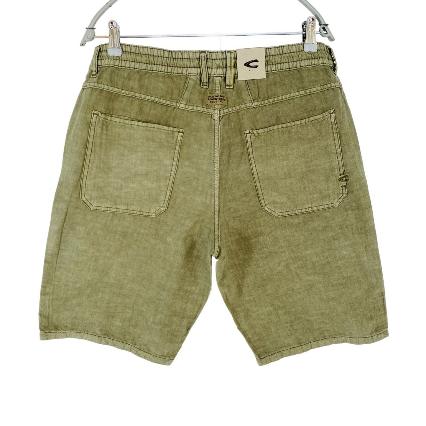 Camel Active HOUSTON Khaki Green Mens Regular Fit Linen Blend Shorts W34