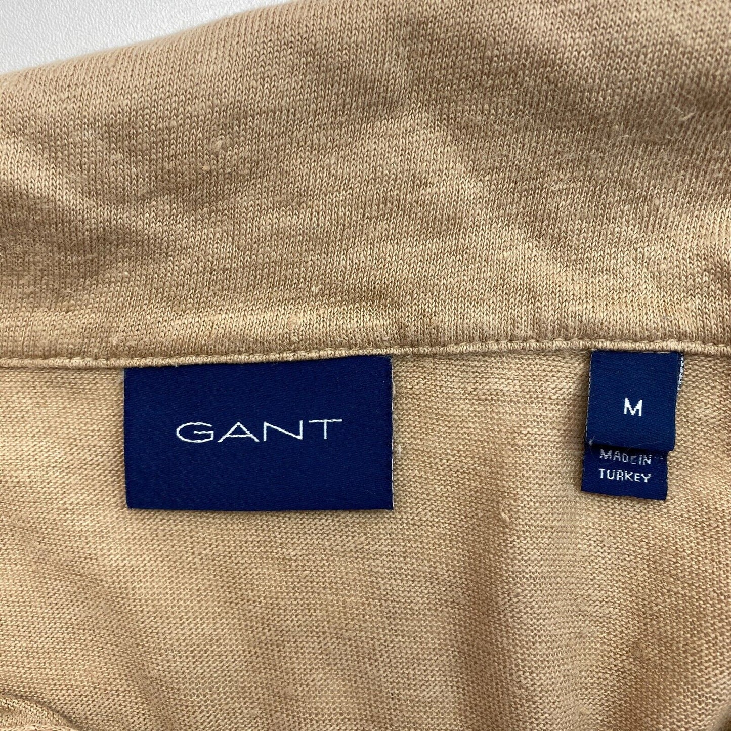 GANT Men Brown Linen Rugger Short Sleeves Polo Shirt Size M