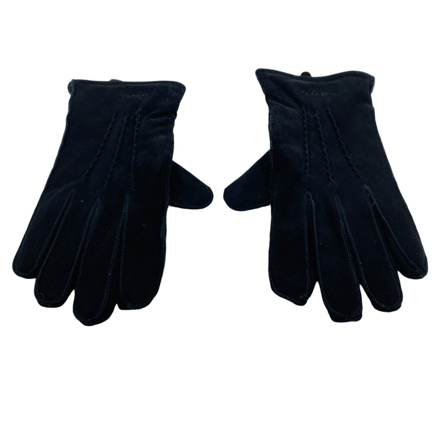 GANT Women Black Suede Leather Cashmere Wool Blend Warm Gloves Size L